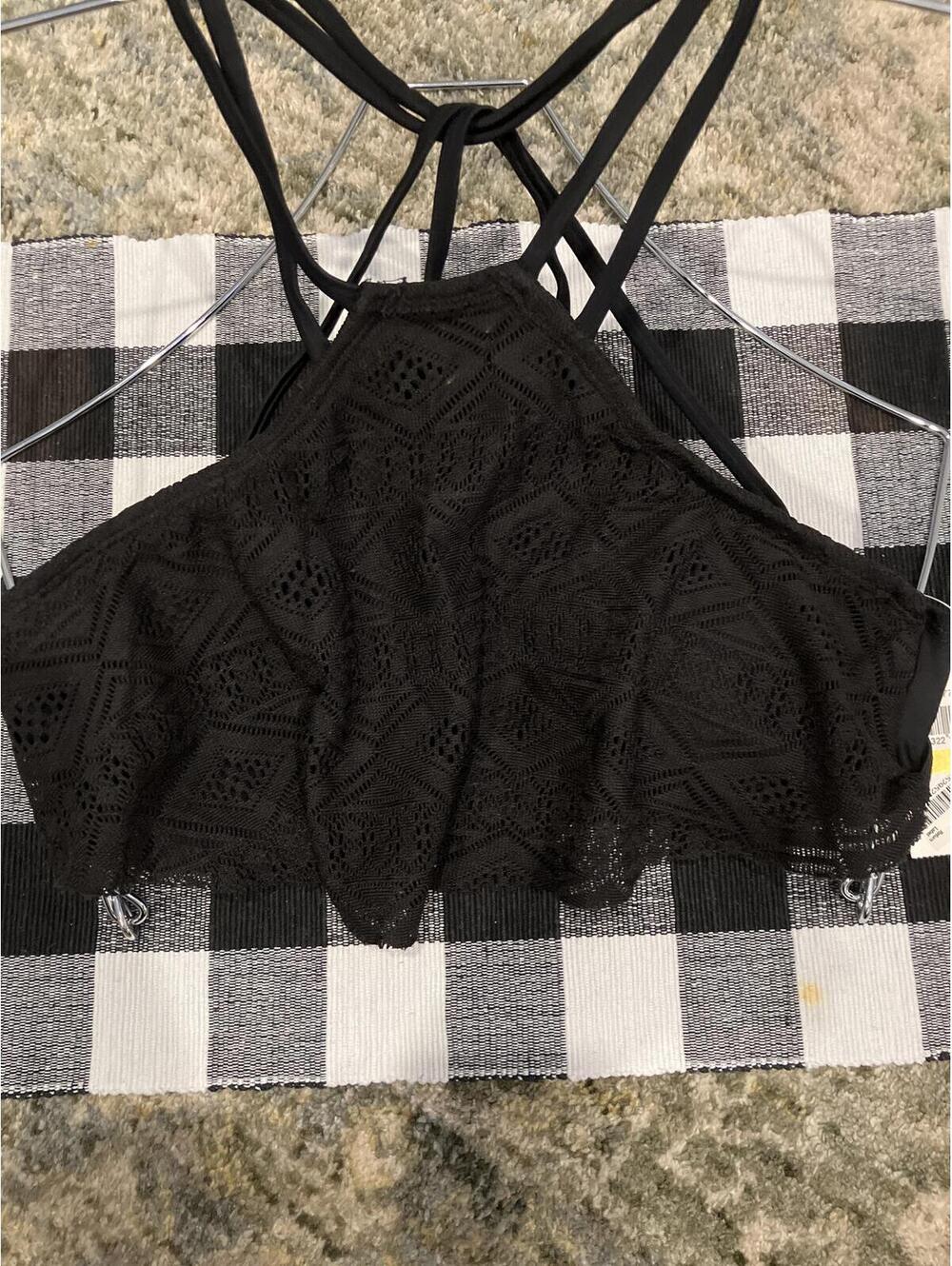 NWT Hula Honey Black Lace Strappy Bralette Crop Top Size M